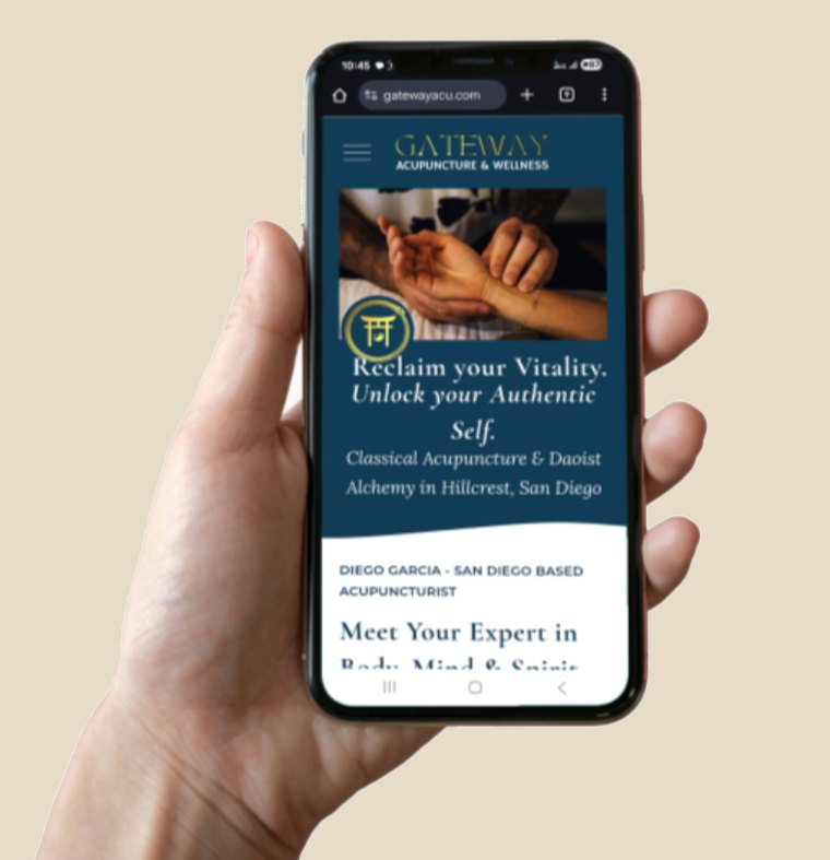 Browsing the Gateway Acupuncture website on a phone